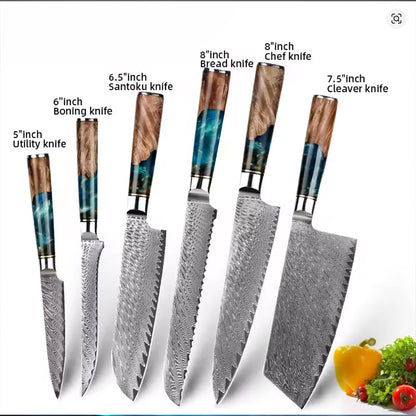 Japanisches 6er-Premium Damast Messer-Set