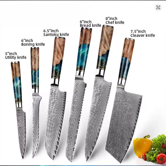 Japanisches 6er-Premium Damast Messer-Set
